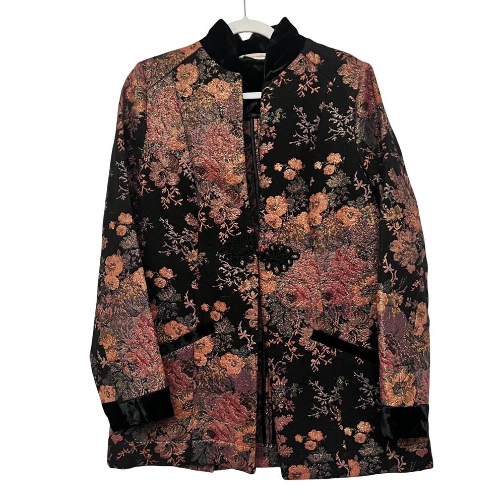 SOFT SURROUNDINGS Sz L Westbury Metallic Floral Jacquard Tapestry Blazer Jacket